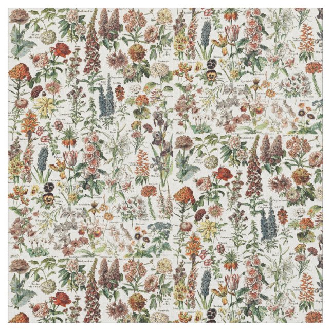 Vintage Flowers av Adolphe Millot Mönster Tyg (Närbild)