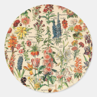 Vintage Flowers av Adolphe Millot Runt Klistermärke