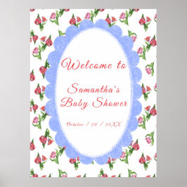 Vintage flowers Baby shower Welcome Poster