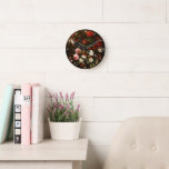 Vintage Flowers Blommigt Fine Art Home Office Deco Rund Klocka<br><div class="desc">Anpassningsbar, personlig, vintage konst/blommor/blommigt konst älskare av högsta kvalitet Klass-A-rund väggklocka, med en vacker vintage med en imponerande detaljmålning, av Abraham van Beyeren, av blommor som fortfarande lever. Klockan har text i elegant faux guld typography-skript. Lägg bara till text / namn / monogram för att anpassa. När du lägger till/utformar...</div>