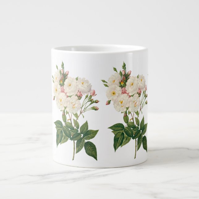 Vintage Flowers Blommigt  Noisette Ro Redoute Jumbo Mugg (Framsidan)