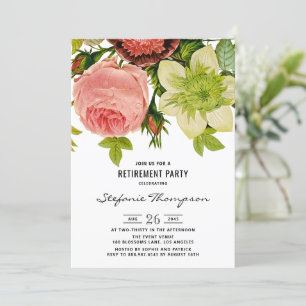 Vintage Flowers Botanical Pension Party Inbjudningar