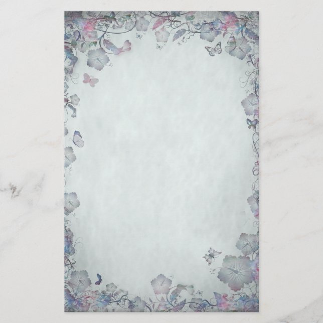 Vintage Flowers & Butterfly's Bröllop Brevpapper (Framsida)