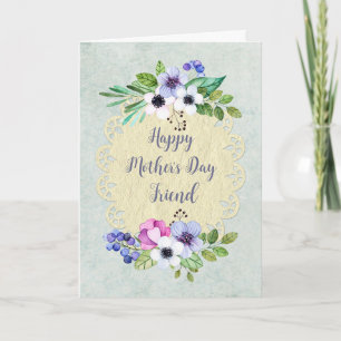 Vintage Flowers Friend Lycklig Mors dag kort