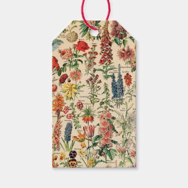 Vintage Flowers Gift-Märkre Presentetikett (Framsidan)