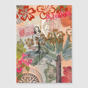 Vintage Flowers Hula Colorful Hawaiian Tropical