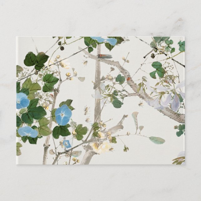 Vintage Flowers Illustration Vykort (Framsida)