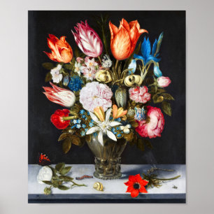 Vintage Flowers in a Glass by Ambrosius Bosschaer Poster