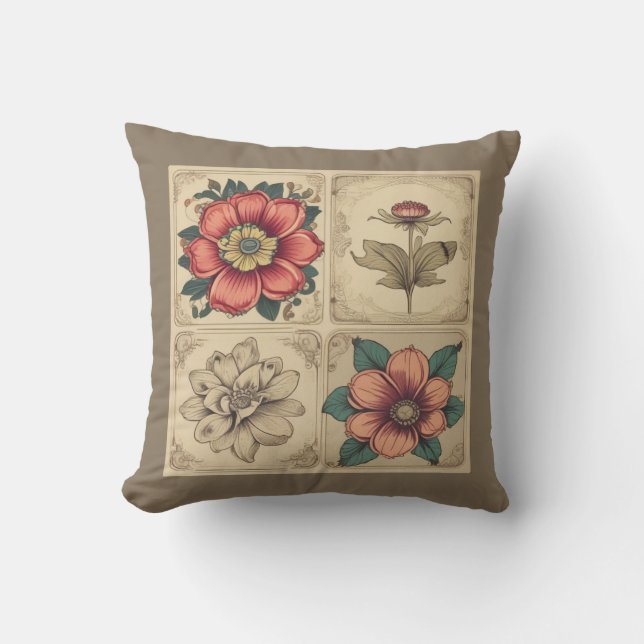 Vintage Flowers Kudde (Framsida)