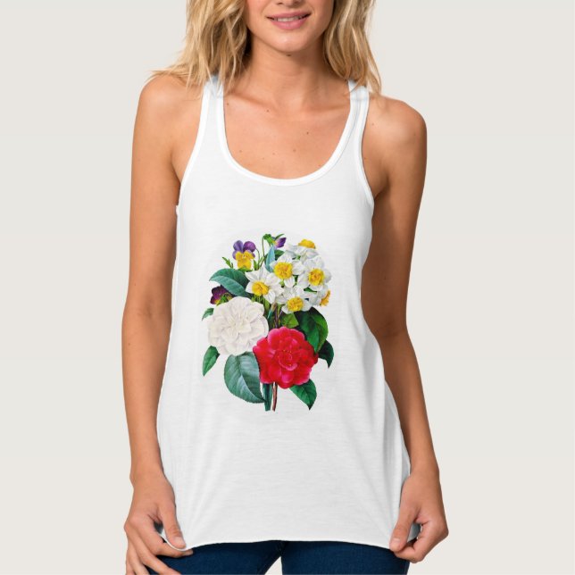 Vintage Flowers Linne Med Racerback (Framsida)