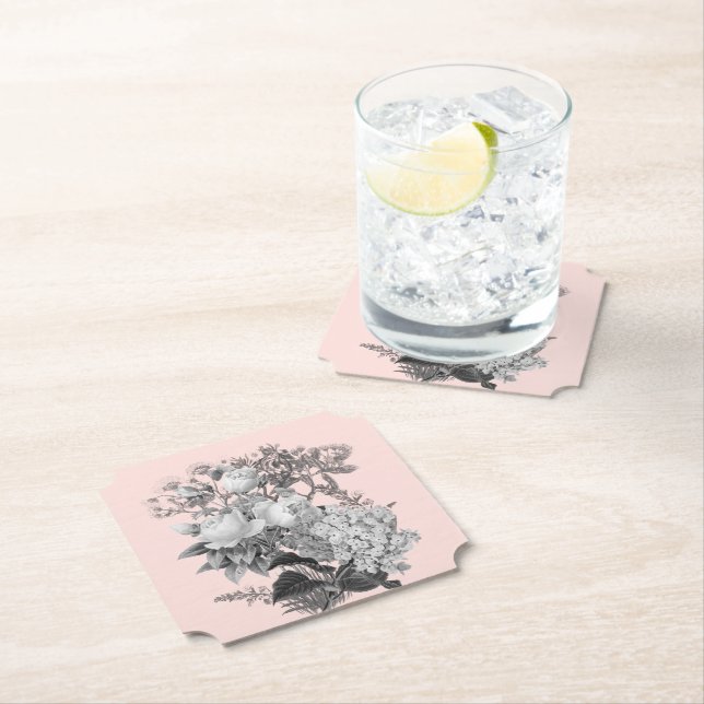 Vintage Flowers med Dusty Rosa Underlägg Papper (Insitu)