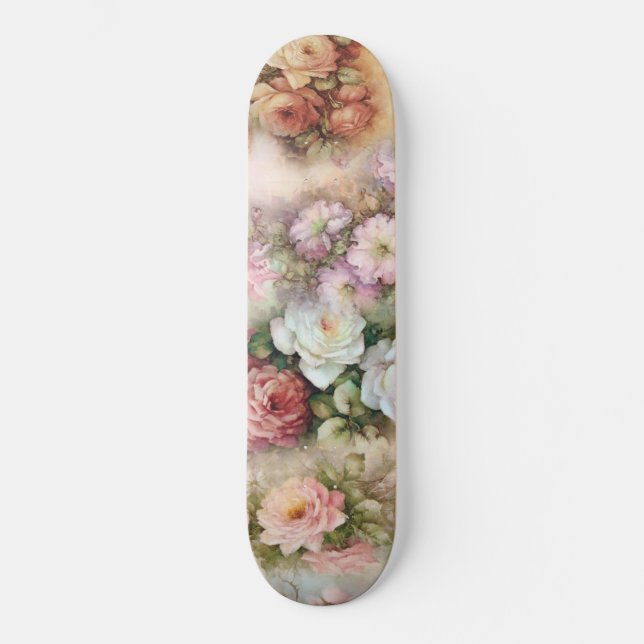 Vintage Flowers Mini Skateboard Bräda 18,5 Cm (Framsida)