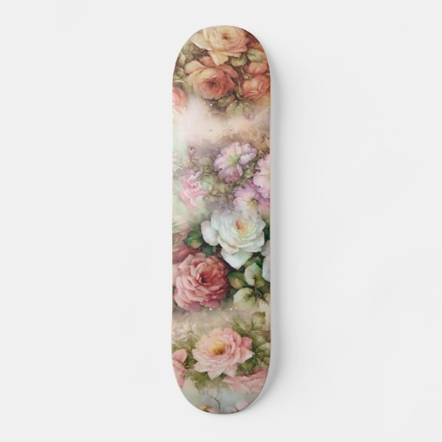 Vintage Flowers Mini Skateboard Bräda 18,5 Cm (Framsida)