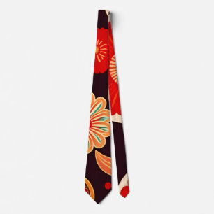 Vintage Flowers Mörk Red Blommönster Slips