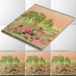 Vintage Flowers och Backe Ligcape Frieze Gräns Kakelplatta<br><div class="desc">Detta är ett digitalt utökat tryck av ett antikt landskap från 1905 till 1915,  där träd frisids mot backe och blommor i förgrunden.</div>