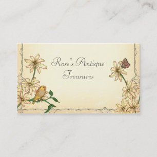 Vintage Flowers och Bird Visitkort