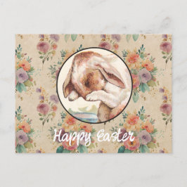 Vintage Flowers och Bunny Påsk Vykort