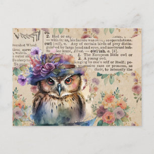 Vintage Flowers och Uggla Vykort