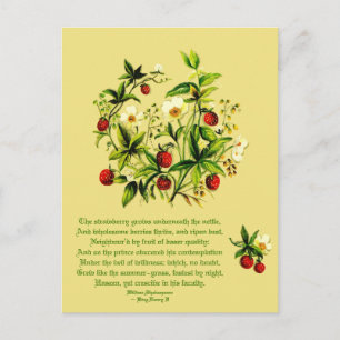 Vintage Flowers of Shakespeare Strawbär Postca Vykort
