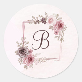 Vintage Flowers på Ljus rosa Runt Klistermärke
