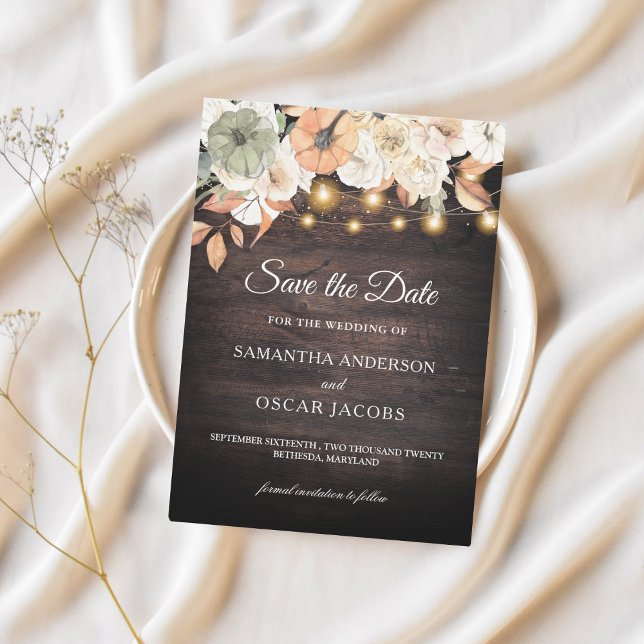 Vintage Flowers & Pumpkin Autumn  Spara Datumet (Skapare uppladdad)