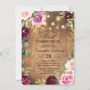Vintage Flowers Ram med Ljus Beauty Inbjudningar