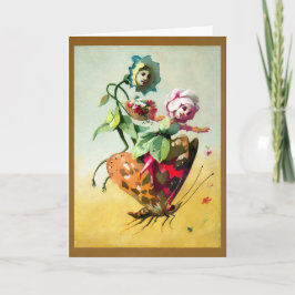 Vintage Flowers Riding Butterfly Anpassade Card Helgkort