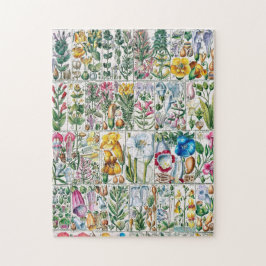 Vintage Flowers Rosa Natature Unique Roligt Art Pussel