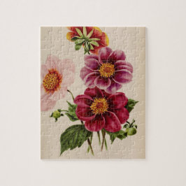 Vintage Flowers Rosa Natature Unique Roligt Art Pussel
