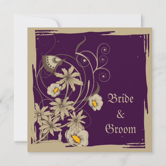 Vintage Flowers Spara datum meddelande Inbjudningar (Framsida)