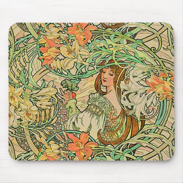 Vintage Flowers språk av Alphonse Mucha Musmatta (Framsidan)