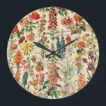 Vintage Flowers Stor Klocka<br><div class="desc">Besök min affär om du vill ha mer intressant design och fler valmöjligheter i färg. => zazzle.com/colorfulworld*</div>