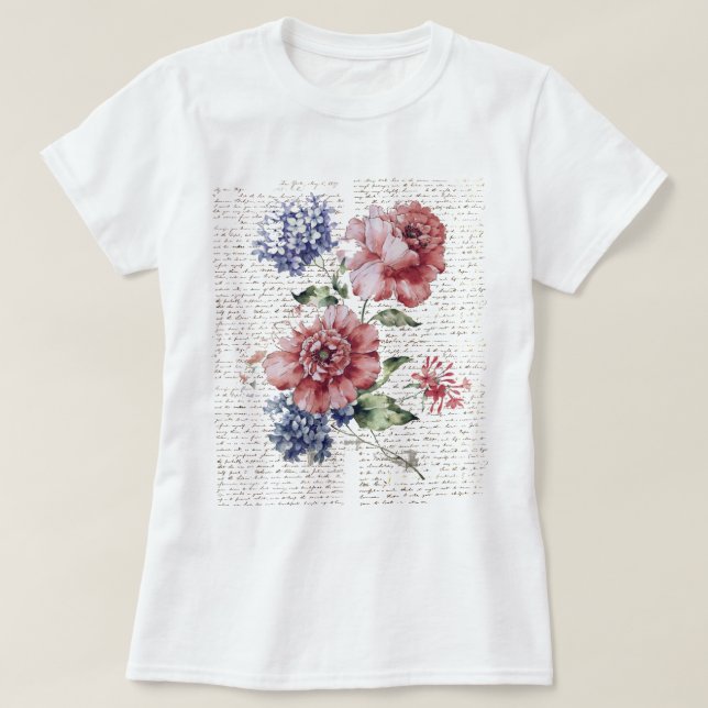 Vintage Flowers T Shirt (Design framsida)