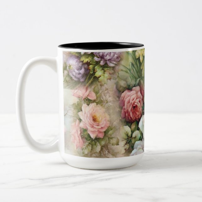Vintage Flowers Två-Tonad Mugg (Vänster)