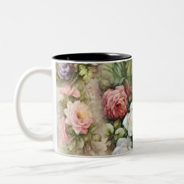 Vintage Flowers Två-Tonad Mugg (Vänster)