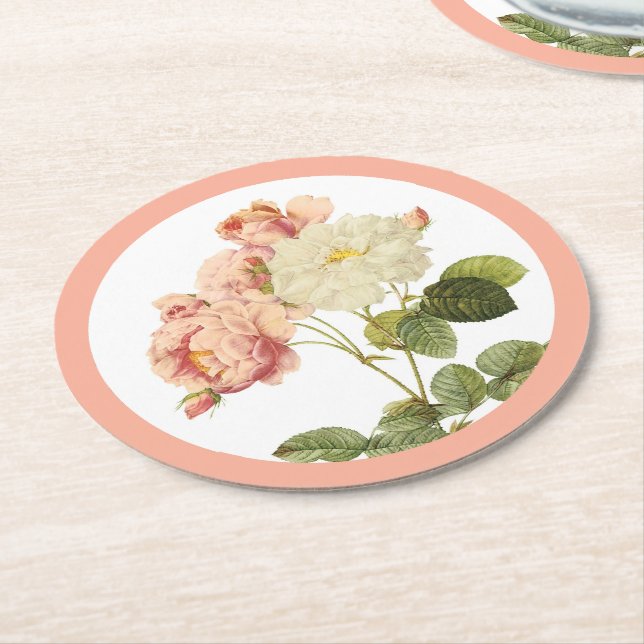 Vintage Flowers underlägg 2 Papper Rund (Vinklad)