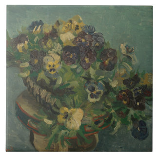 Vintage Flowers Van Gogh Basket of Pansies Kakelplatta