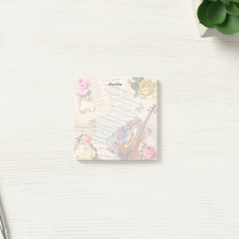 Vintage Flowers & Violin Post-it Block