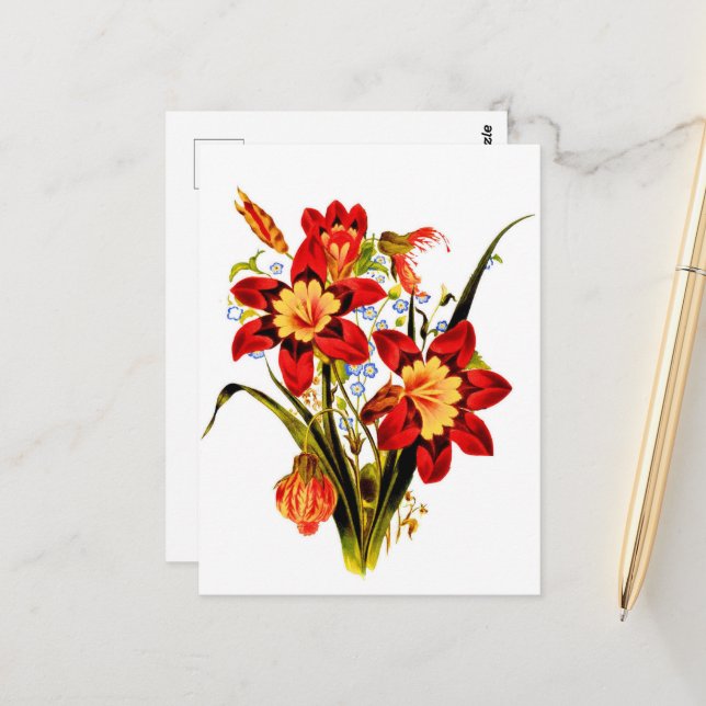 Vintage Flowers Vykort (Fram/Back In Situ)