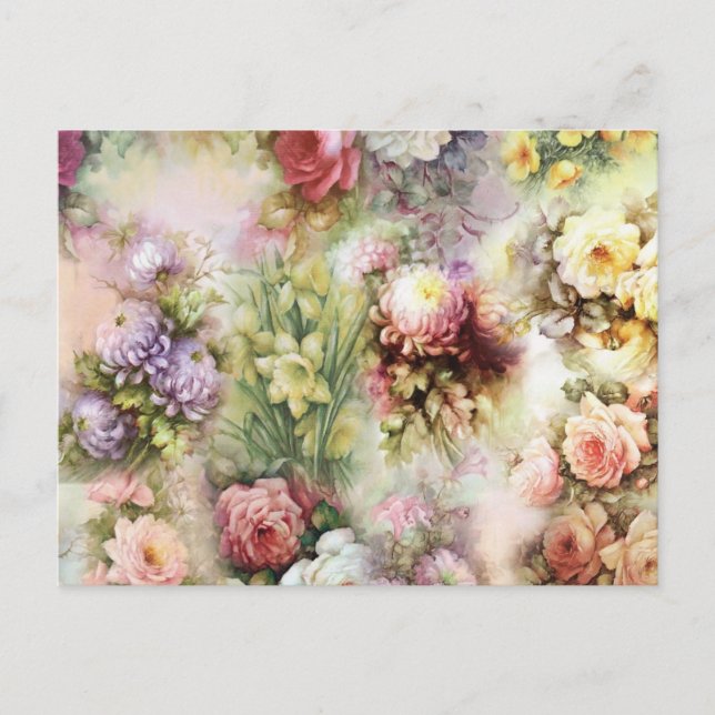 Vintage Flowers Vykort (Framsida)