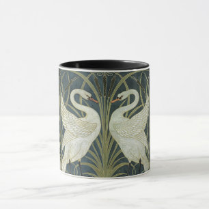 Vintage Flowers Walter Crane Svan Grönt Iris Rush Mugg