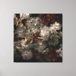 Vintage Flowers White and Rust Hydrangea Botaniana Canvastryck