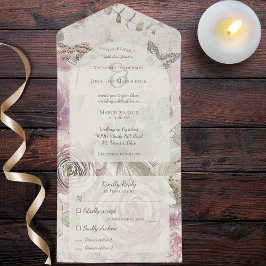 Vintage Flowers with Butterfly