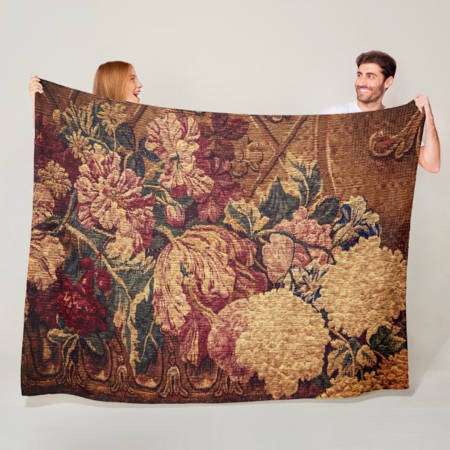 Vintage flowers woven jaquard blanket fleecefilt (På plats)