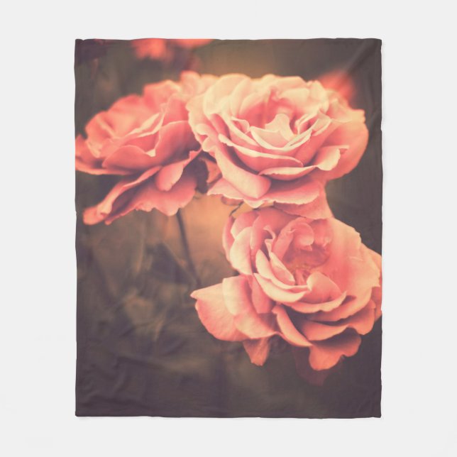 Vintage Flowersvintage, blomma, ro, antika, bak Fleecefilt (Framsidan)