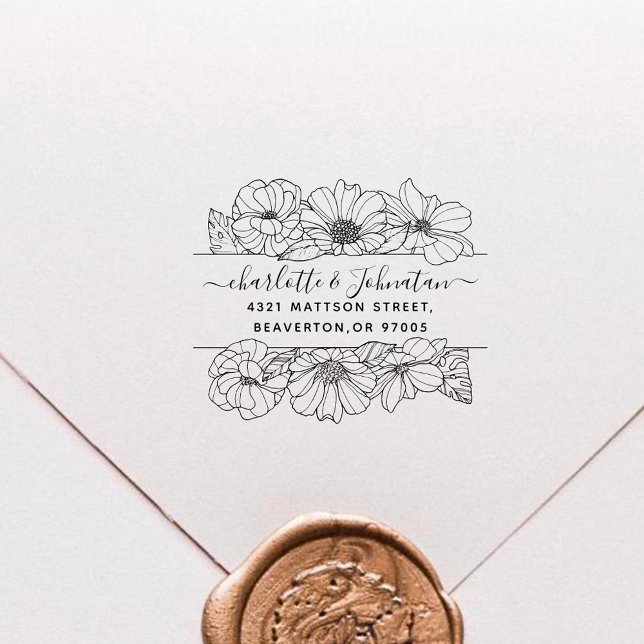 Vintage Flowery Bröllop Returadress Elegant Stämpel (Skapare uppladdad)