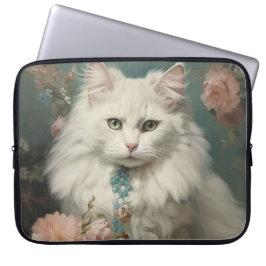 VINTAGE FLUFFY WHITTE CAT MED FLÖDEN LAPTOP FODRAL