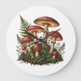 Vintage Fly Agaric Mushroom Illustration Stor Klocka