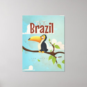 Vintage flyg till Brasilien Tukan Resa Poster Canvastryck
