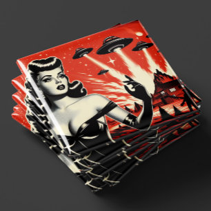 Vintage flygande tefat pinuppsida magnet